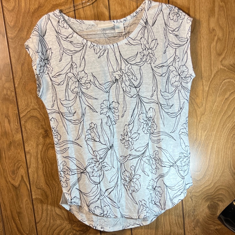 Cynthia Rowley Light Gray Floral Top